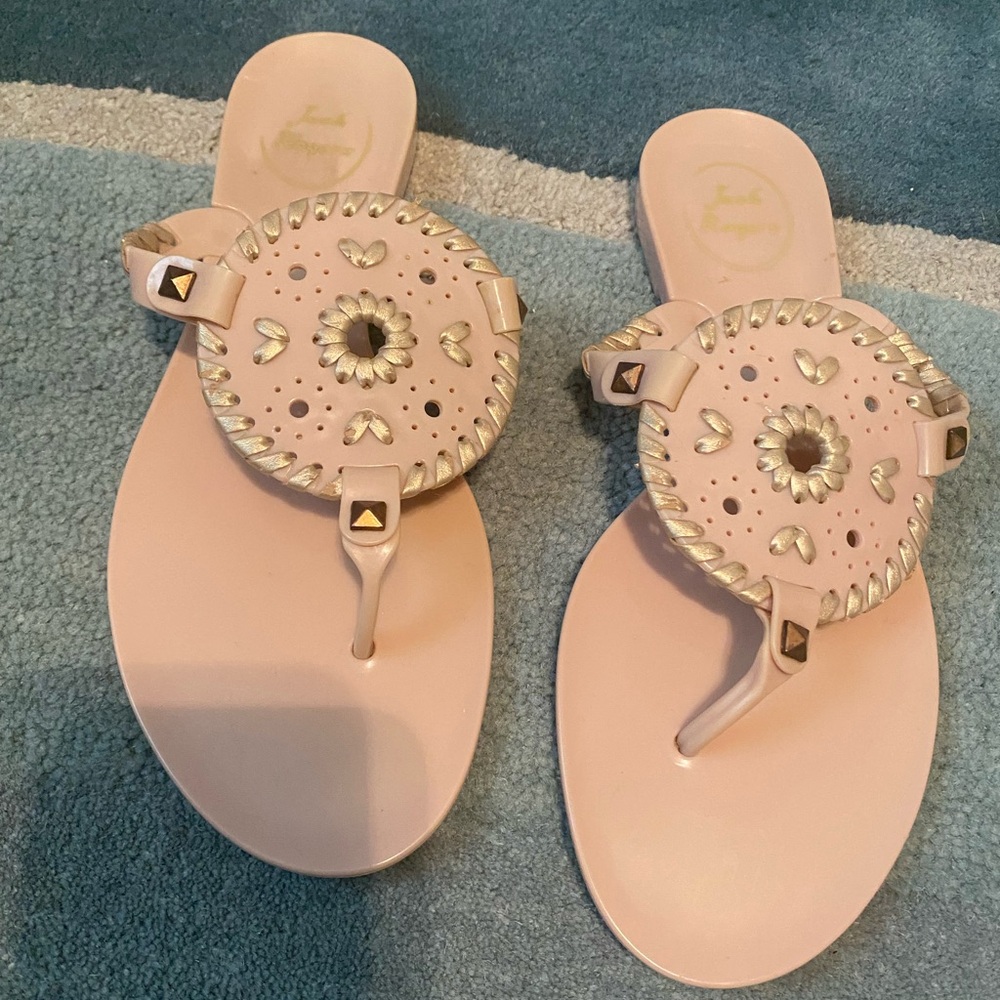 Jack Rogers Pink and Gold Embellished Sandals
